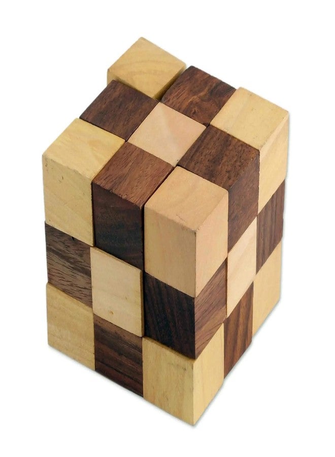 Luckymorden Handcrafted Cube-Shaped Wood Puzzle, Wooden IQ Teaser Puzzle Adult Snake Cube| Geometric Brain Teaser Ruler Cube Wedges Twist Puzzle, Wooden Snake Cube Puzzle - Image 1